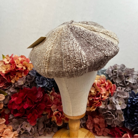 Fuzzy Knit Brown Gradient Fleece Beret Hat - Picture 7 of 15